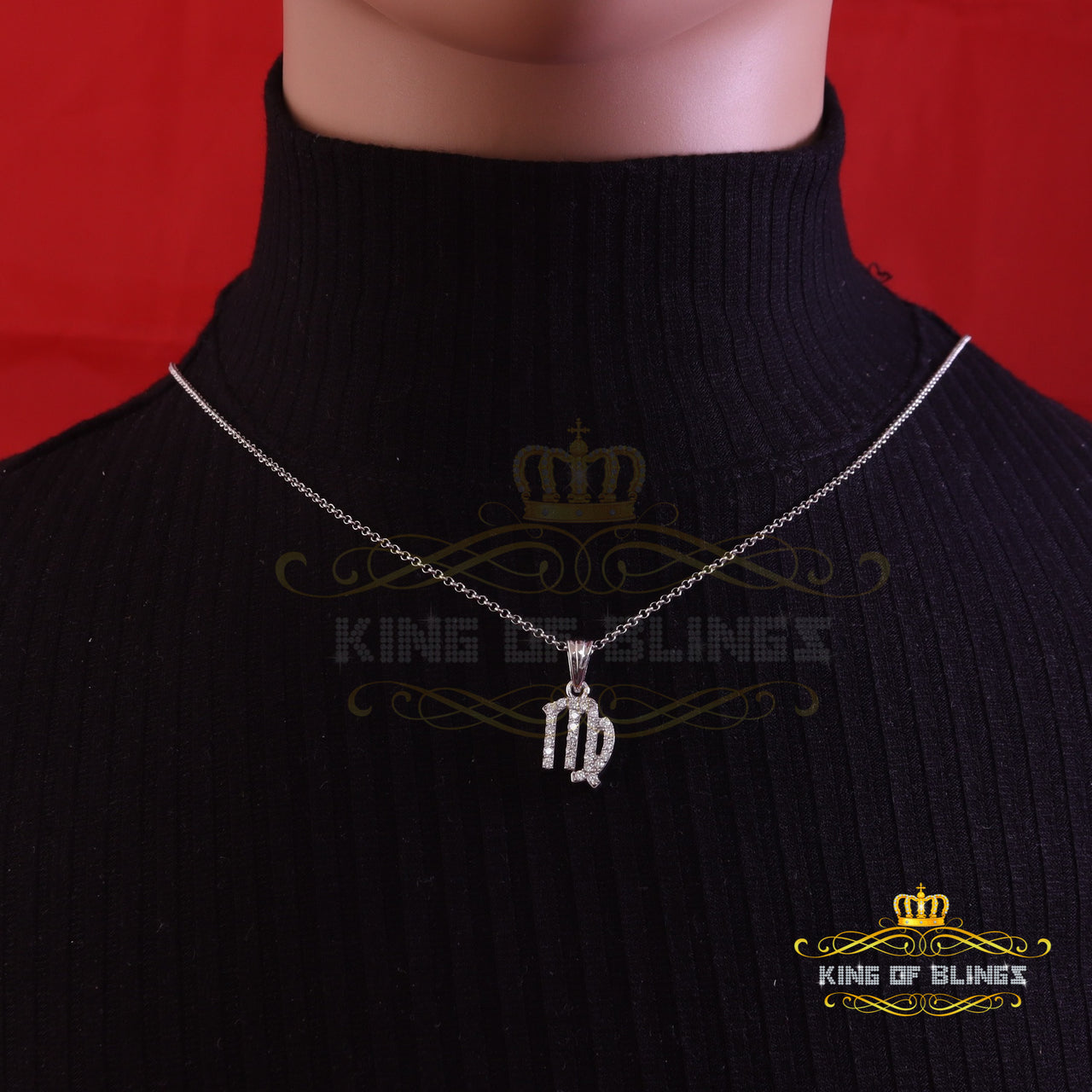 King Of Bling's 0.68ct Cubic Zirconia Silver White VIRGO SEPTEMBER Month Pendant Men & Women