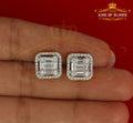 925 Rose Sterling Silver 0.96ct Cubic Zirconia Women's Hip Hop Square Earrings KING OF BLINGS