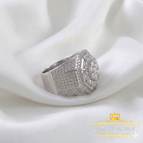 King Of Bling's925 Sterling Silver White 8.40ct Cubic Zirconia Men's Ring From Size 10