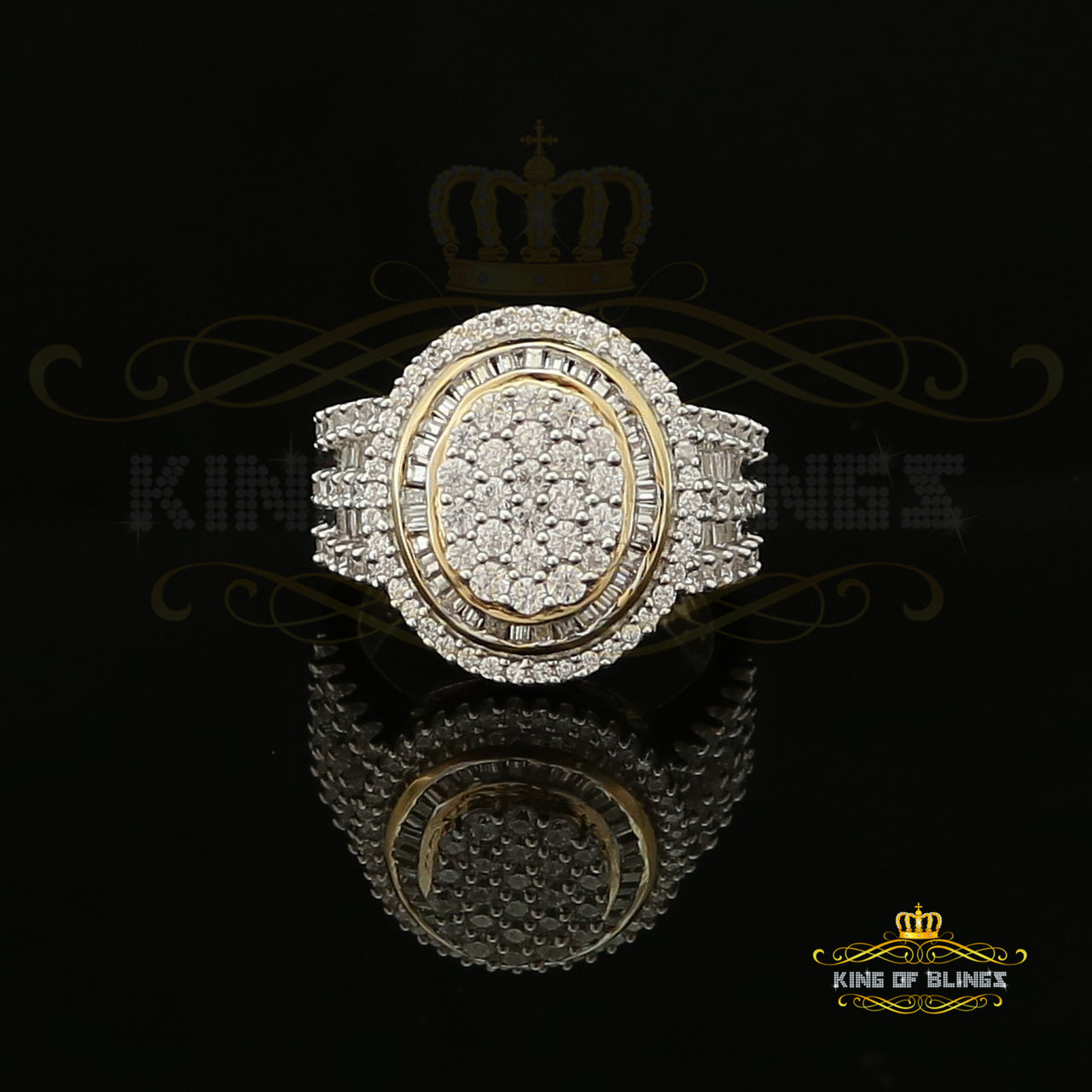 King Of Bling's 925 Sterling Silver Yellow Cubic Zirconia 5.00ct Round Fancy Womens Ring Size7 KING OF BLINGS