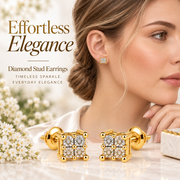 King Of Bling's 0.03ct Diamond Stud Earrings For Women Yellow 925 Sterling Silver Stud For Men KING OF BLINGS