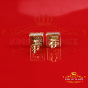 King  of Bling's 925 Yellow Silver 1.00ct VVS 'D' Moissanite Square Stud Earring Men's/Womens King of Blings