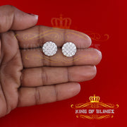 King of Blings- 3.46ct Cubic Zirconia 925 White Sterling Silver Women's Hip Hop Round Earrings KING OF BLINGS