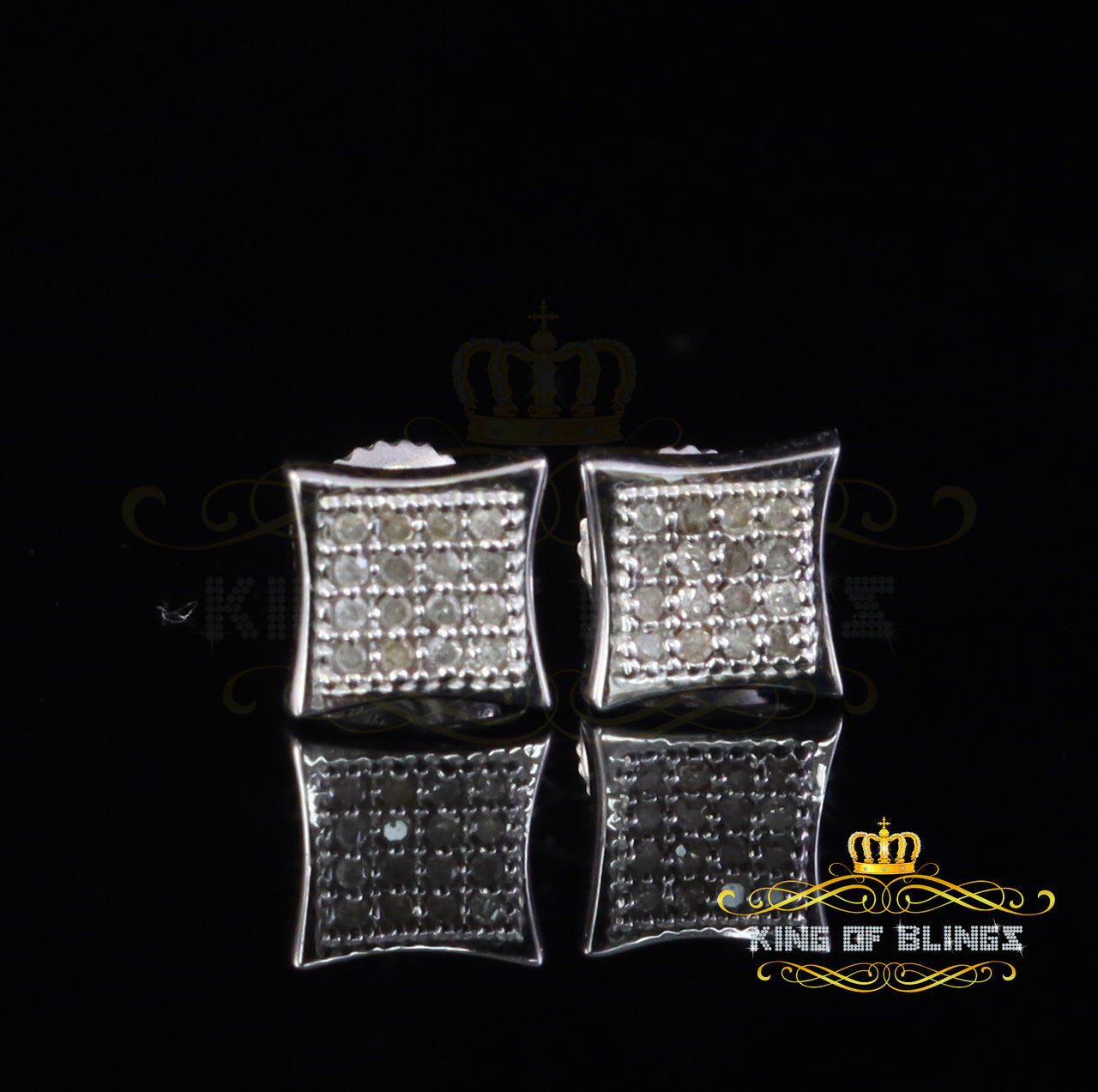 King Of Bling's 0.10ct Diamond Small 925 Sterling Silver For Women's & Men's White Kite Earrings