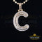 Yellow Bugutte Initial All Alphabet Sterling Silver Pendant with Cubic Zirconia KING OF BLINGS