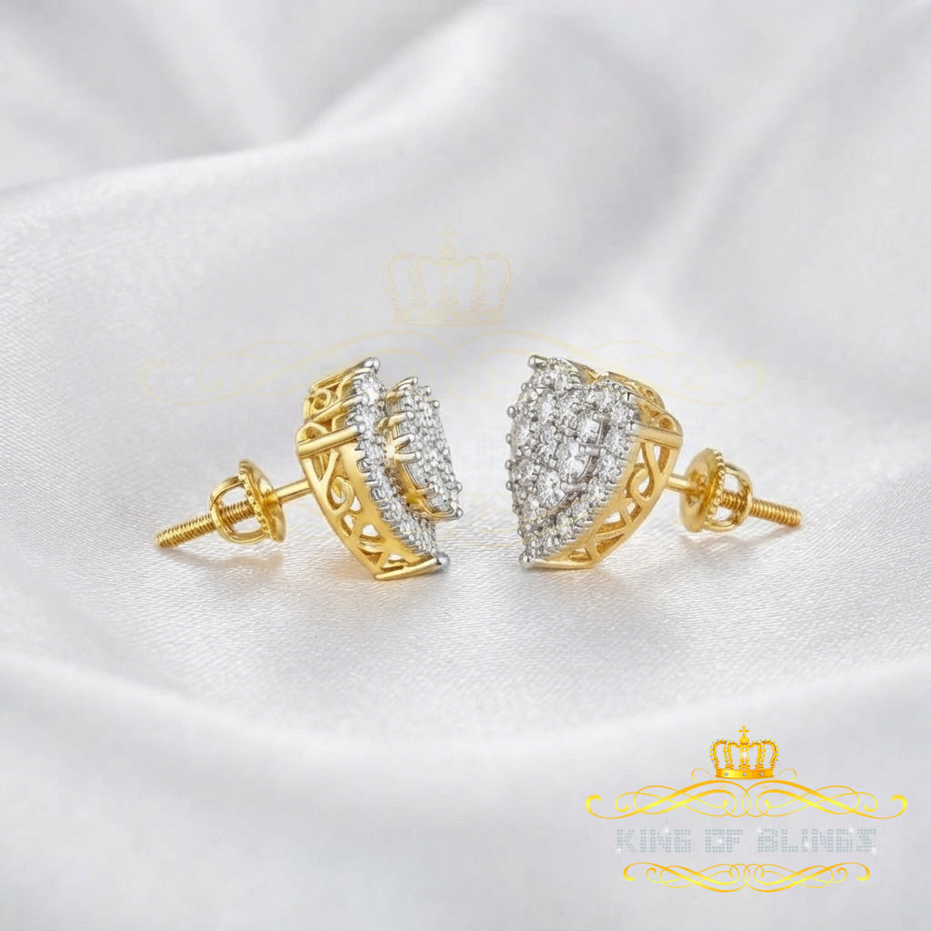 King of Bling's 1.18ct Cubic Zirconia 925 Yellow Sterling Silver Women's Hip Hop Heart Earrings KING OF BLINGS
