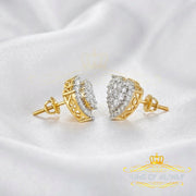 King of Bling's 1.18ct Cubic Zirconia 925 Yellow Sterling Silver Women's Hip Hop Heart Earrings KING OF BLINGS