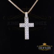 King Of Bling's Yellow Sterling Silver Charm Cross Pendant Men & Women 2.50ct VVS D Moissanite KING OF BLINGS