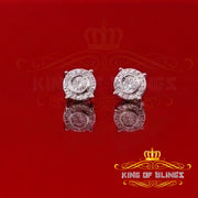 King Of Bling's 0.01ct Diamond 925 Sterling Silver White For Men's & Women's Stud Round Earring KING OF BLINGS