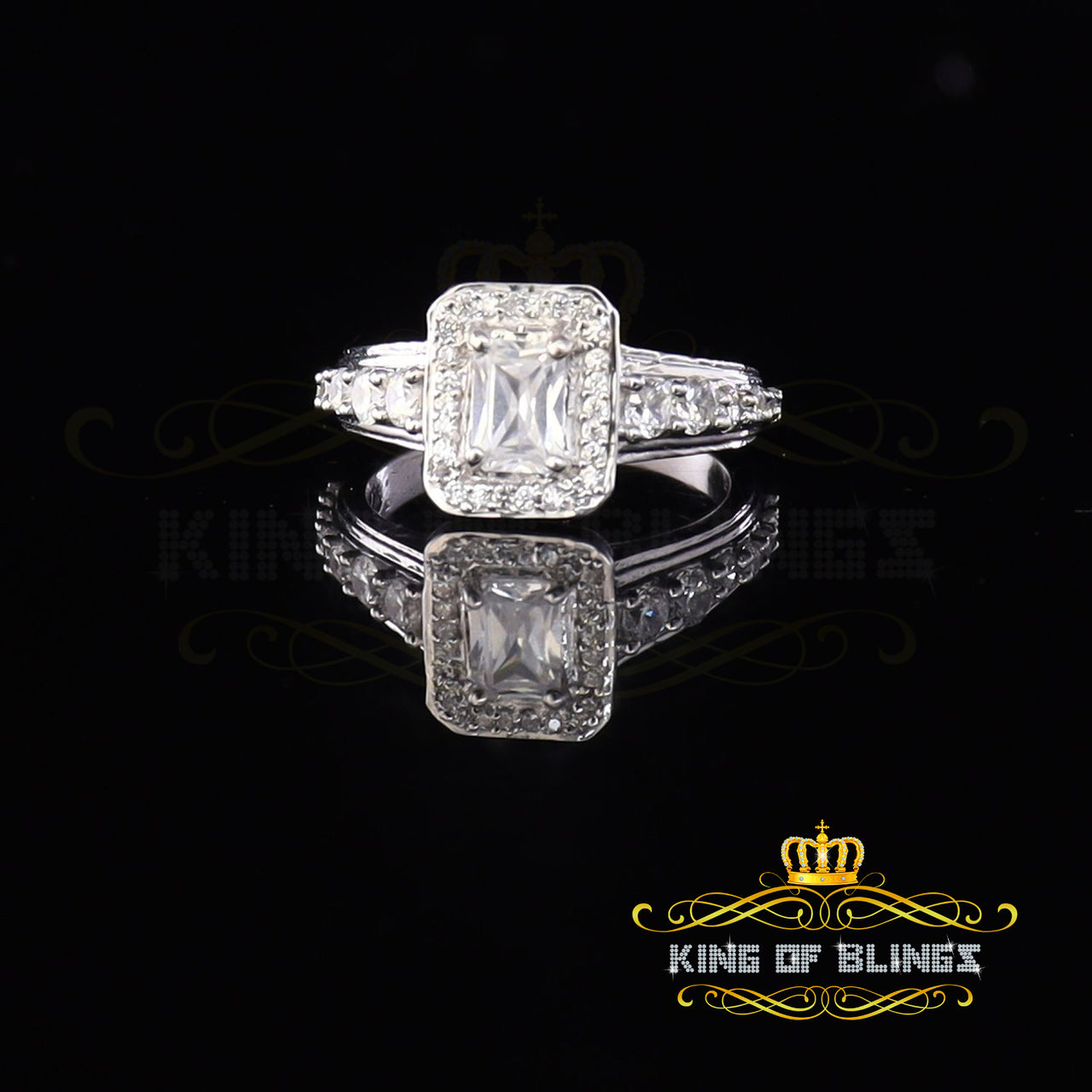 King Of Bling'sIced Out White 3.50ct Cubic Zirconia Fashion Luxury Square Womens Ring Size 7