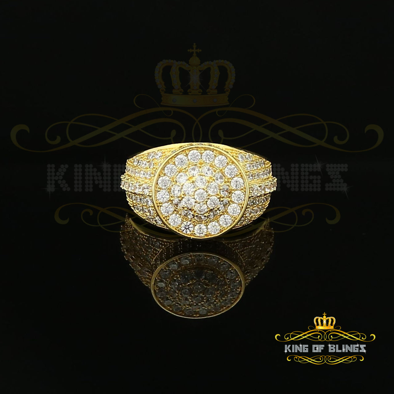 King Of Bling's 925 Sterling Yellow Silver 4.0ct Cubic Zirconia Round-Shaped Ring size 10.5 KING OF BLINGS