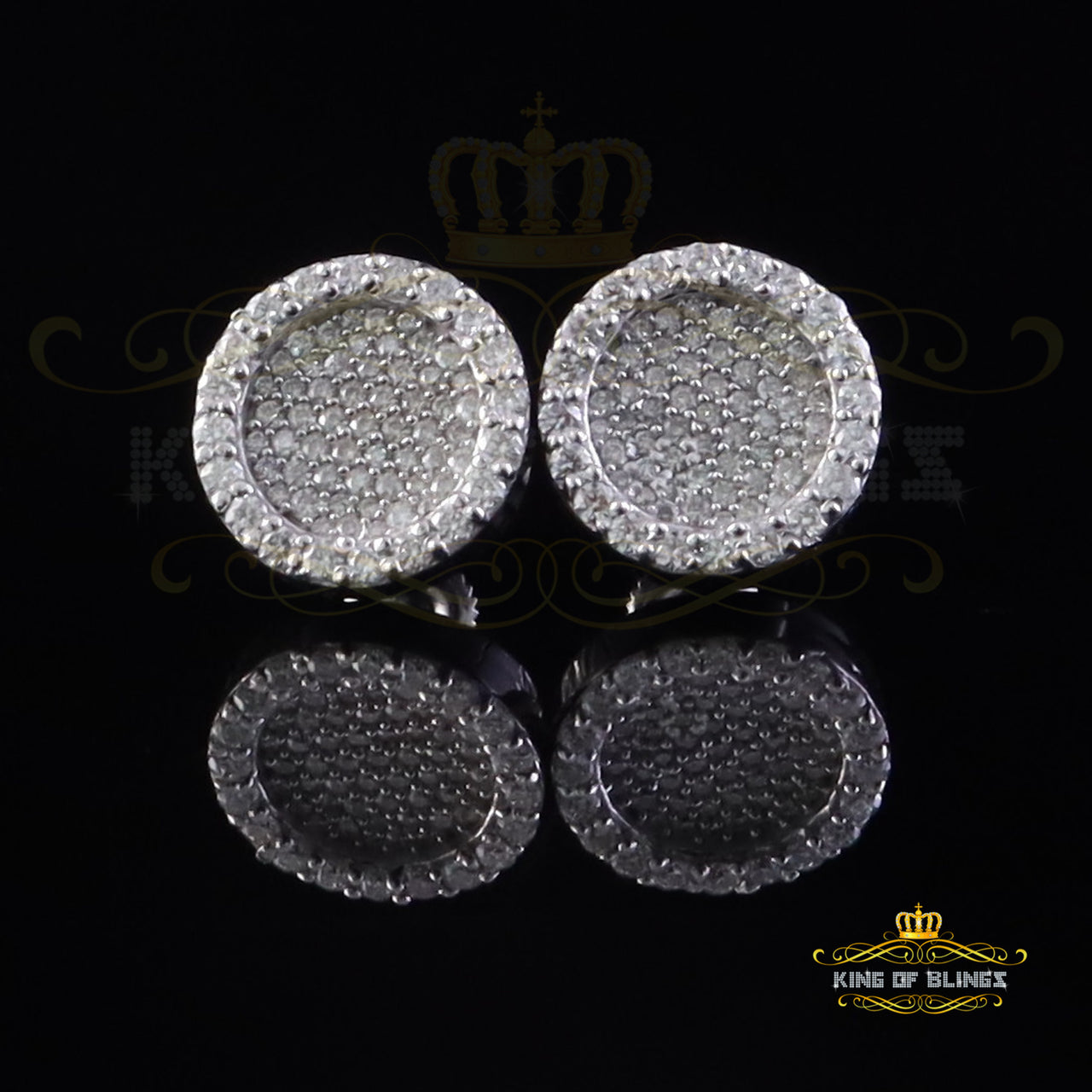 King of Bling's 925 White Silver 1.00ct VVS 'D' Moissanite Round Stud Earring Men's/Womens King of Blings