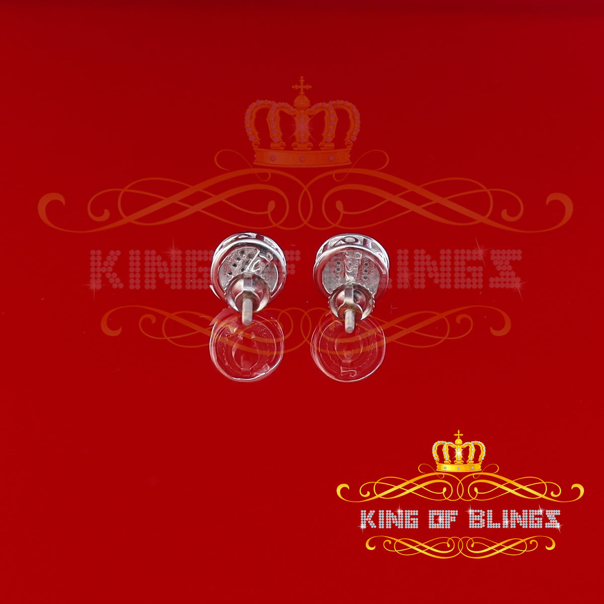 King Of Bling's 0.10ct Diamond 925 Sterling Silver White For Women's & Men's Round Stud Earring KING OF BLINGS