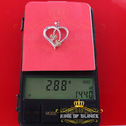 King Of Bling's 0.03CT Real Diamond Double HEART Sterling Silver with White Charm Pendant KING OF BLINGS