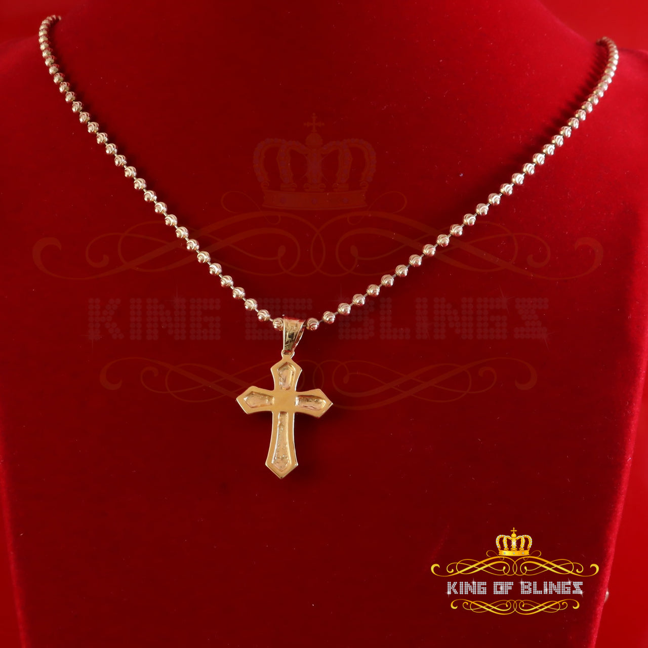King Of Bling's New Pantone 925 Yellow Sterling Silver 1.00ct VVS D Clr. Moissanite Cross Pendant KING OF BLINGS
