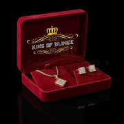 King of Bling's 925Yellow Silver 0.33CT Genuine Diamond Kite Shape Medallion Pendant&Earring Set King of Blings