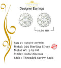 King of Bling's Yellow 4.83ct Sterling 925 Silver Cubic Zirconia Ladies & Gent's Round Earrings KING OF BLINGS