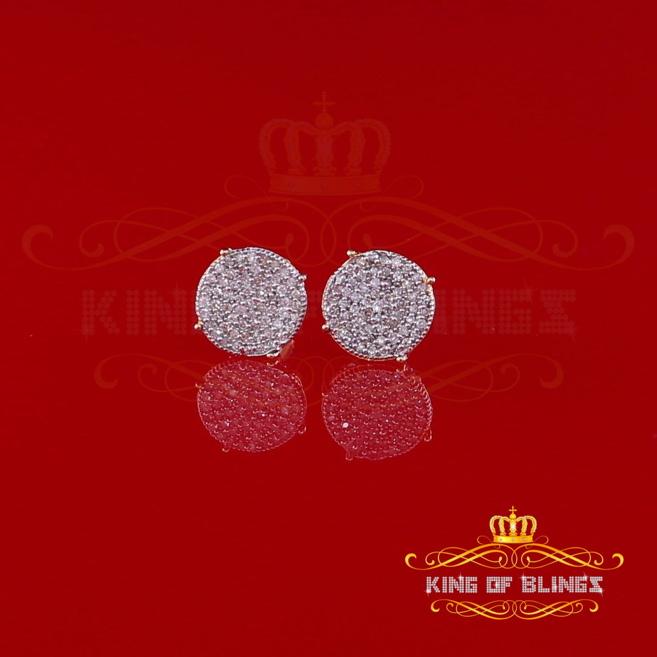 King Of Bling's 10K Real Yellow Gold Real Diamond 0.30CT Men's/Women's Round Stud Micro Earring