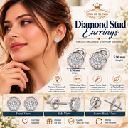 King Of Bling's 925 Sterling Silver 0.10ct Diamond For Women's & Men's White Stud Round Earring KING OF BLINGS