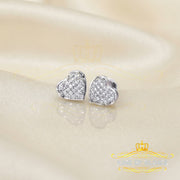 King Of Bling's 925 Sterling Silver 0.10ct Diamond Heart Earrings For Women White Stud For Men KING OF BLINGS