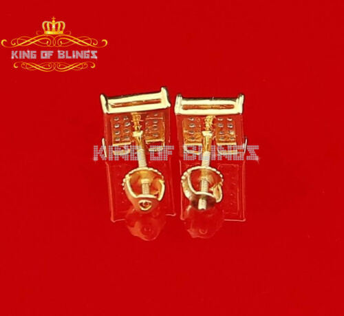 King Of Bling's Real 10k Yellow Gold with 0.15CT Real Diamonds Men's/Women's Square Stud Earring KING OF BLINGS