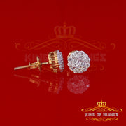 King of Bling's 925 Yellow Sterling Silver 0.74ct Cubic Zirconia Women's Hip Hop Flower Earrings KING OF BLINGS