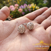 King of Bling's 1.14ct Cubic Zirconia 925 White Silver Women's & Men's Hip Hop Flower Earrings KING OF BLINGS