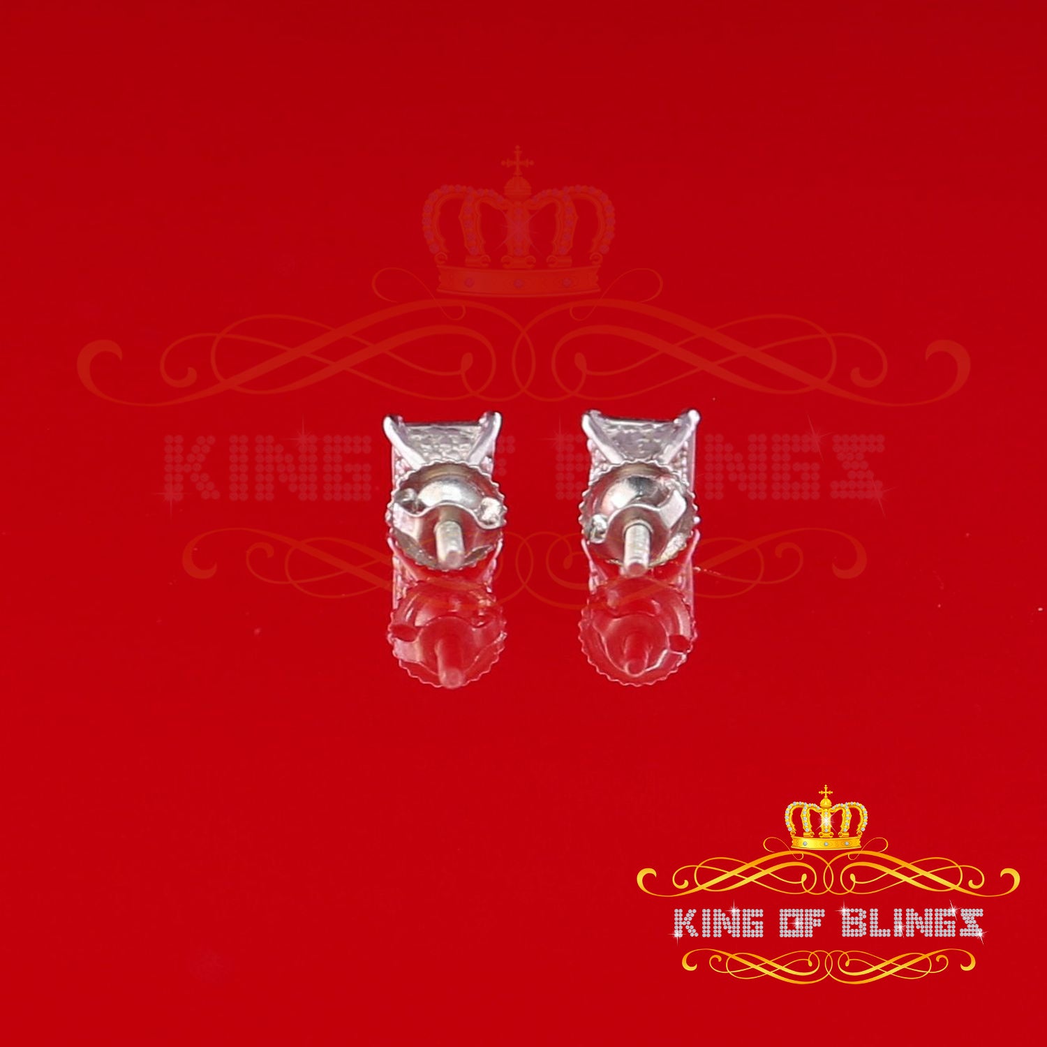 King Of Bling's 0.05 ct Diamond Collection White 925 Sterling Silver Women & Men Square Earrings KING OF BLINGS