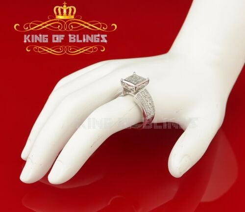 King Of Bling's Real Diamond 0.50 CT 925 Sterling Silver White Shiny Womens Square Ring Size 5.5 KING OF BLINGS