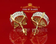 King of Bling's 925 Yellow Sterling Silver 1.32ct Cubic Zirconia Women's Hip Hop Round Earrings KING OF BLINGS