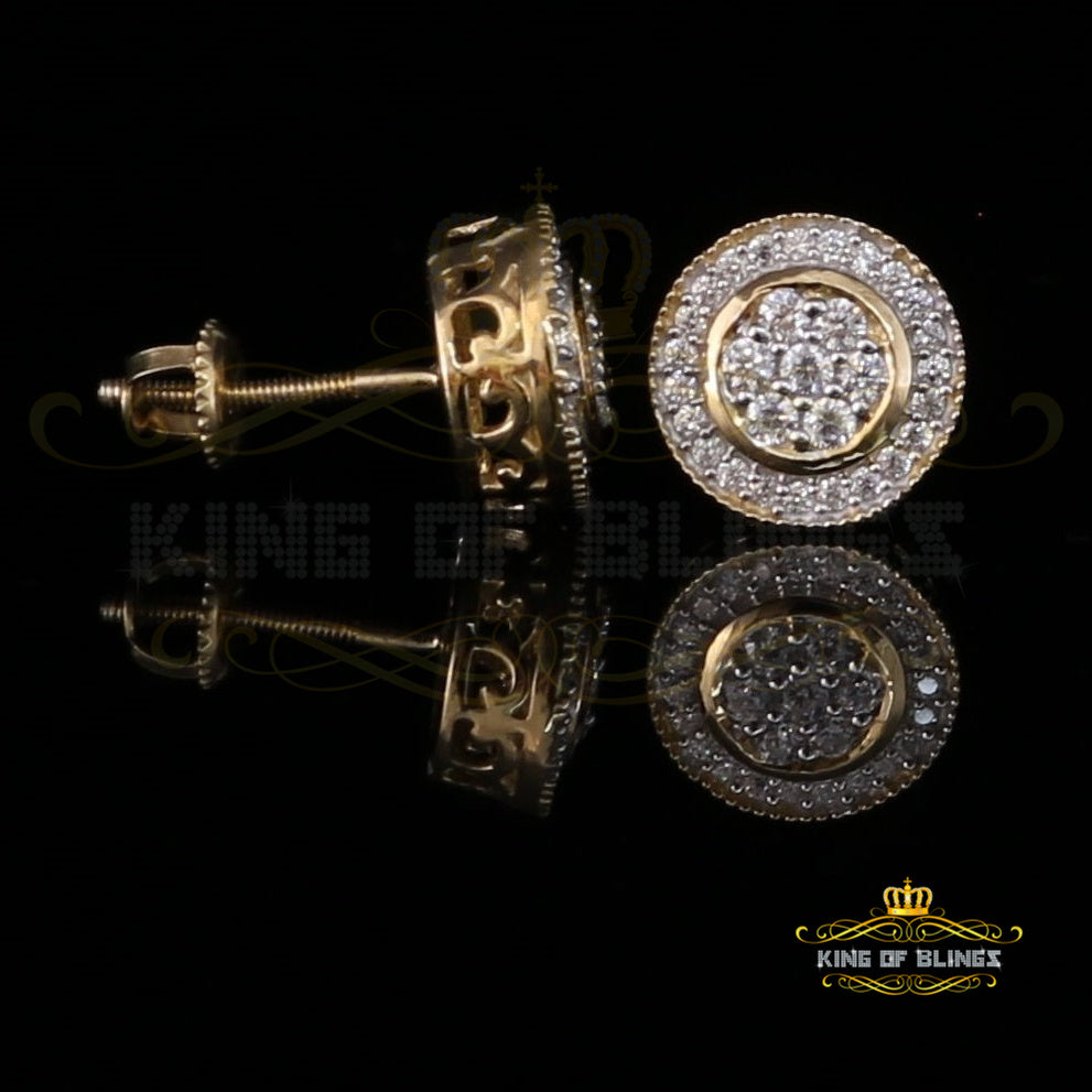 King of Bling's Aretes Para Hombre 925 Yellow Silver 1.59ct Cubic Zirconia Round Women's Earring KING OF BLINGS