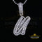White Cursive 3D Alphabet Shape 925 Sterling Silver Cubic Zirconia Pendant KING OF BLINGS