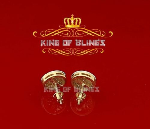 King of Bling's Elegant Yellow 925 Silver Screw Back 0.69ct Cubic Zirconia Round Women Earrings KING OF BLINGS