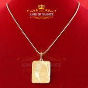 Men's 925 Silver 0.66ct CZ ST LAZARUS "1" inch 3D look Yellow Square Pendant KING OF BLINGS