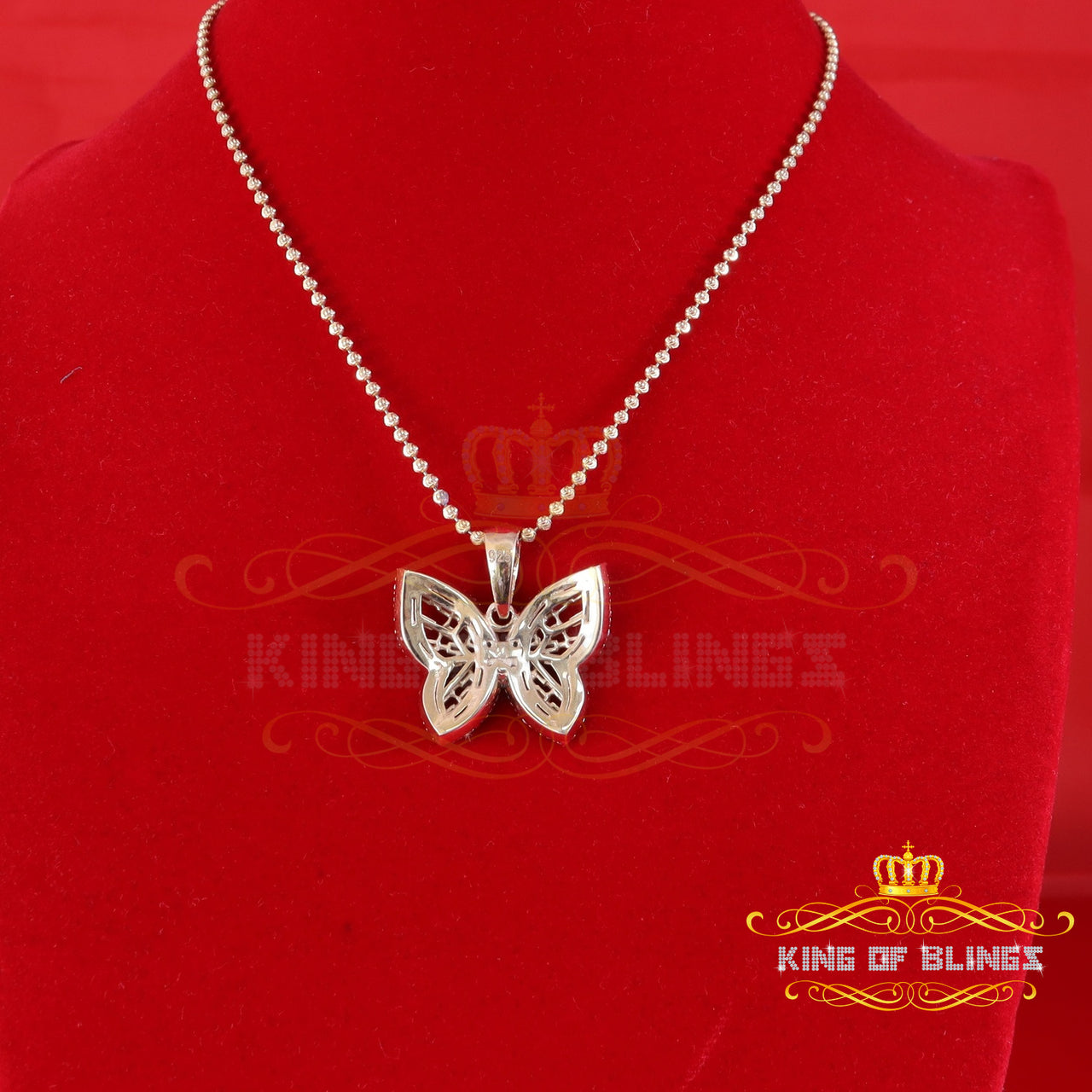 King Of Bling's Men's/Womens 925 Silver Yellow 1.75ct VVS 'D' Moissanite Butterfly Pendant KING OF BLINGS