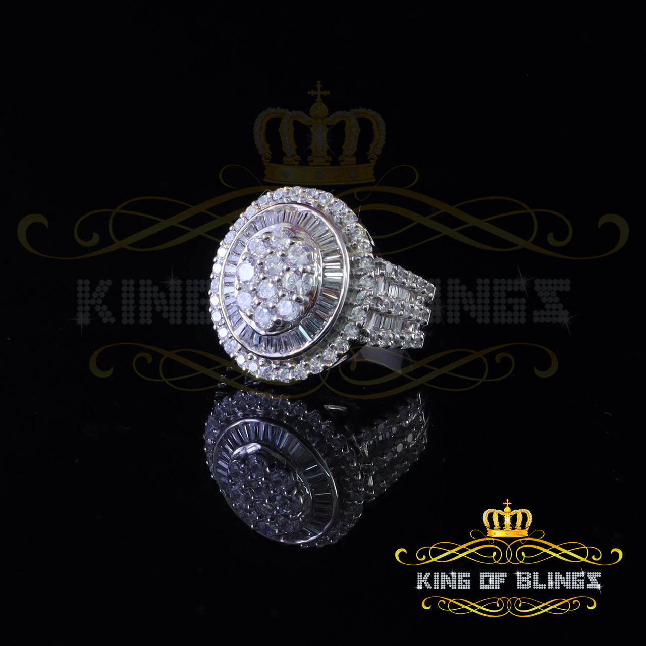 King Of Bling'sWhite 925 Silver Rhodium Plated 6.48CT Cubic Zirconia Cocktail Womens Ring SZ 9