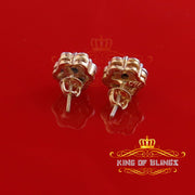 King Of Bling's 0.05ct Diamond Sterling Silver Yellow Floral Style Earrings For Men's & Women's KING OF BLINGS