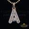 Yellow Bugutte Initial All Alphabet Sterling Silver Pendant with Cubic Zirconia KING OF BLINGS