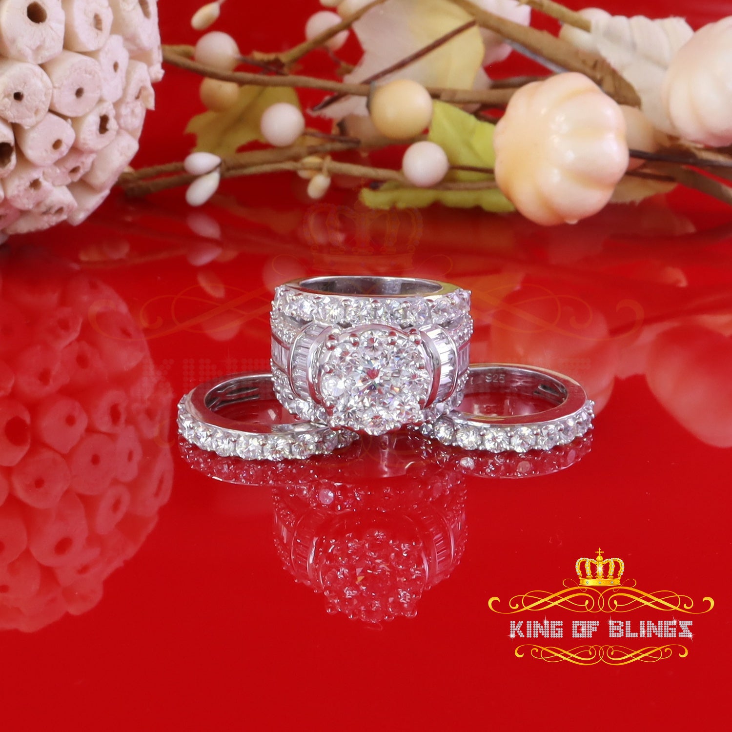 King Of Bling's925 Sterling Silver Round Cubic Zirconia 11.50ct Bridal White Womens Ring Size 9 KING OF BLINGS