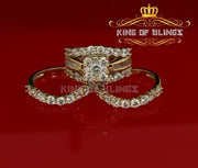 King Of Bling's Yellow 925 Silver 7.50ct Cubic Zirconia 3 Piece Halo Bridal Womens Ring Size 7 KING OF BLINGS