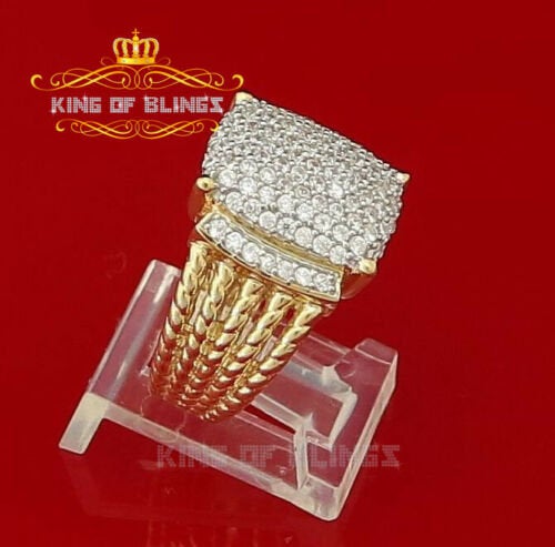 King Of Bling's 925 Silver Yellow 1.94ct Cubic Zirconia Adjustable Men's Ring From SZ 8 to 10 KING OF BLINGS