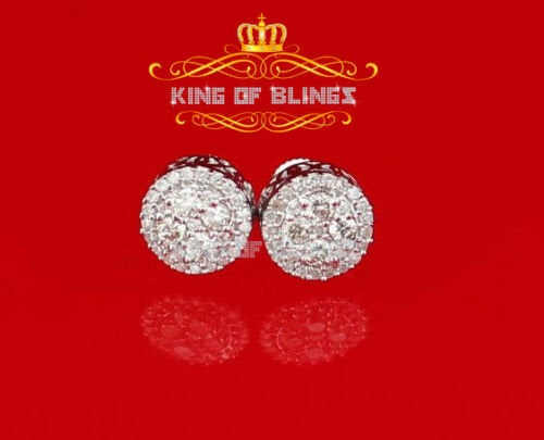 King Of Bling's 10K Real White Gold W/ Real Diamond 0.50 CT Round Men's & Women's Stud Earrings