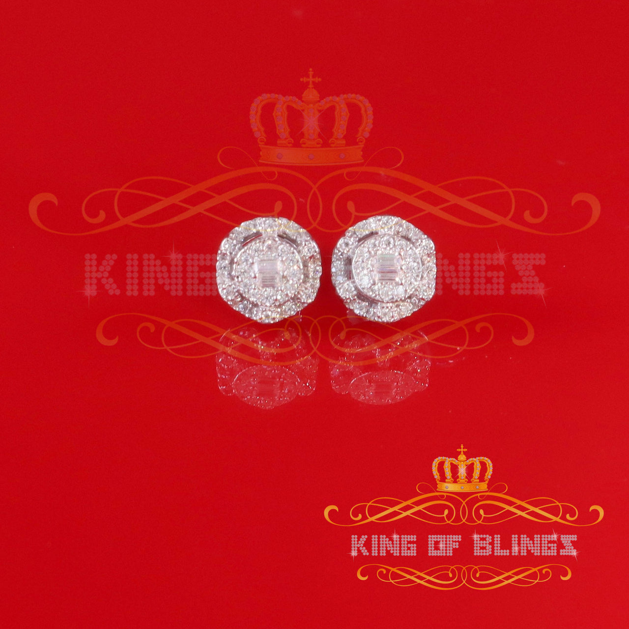 King of Bling's 0.50ct VVS 'D' Moissanite Men's/Womens White Silver Round Earrings KING OF BLINGS