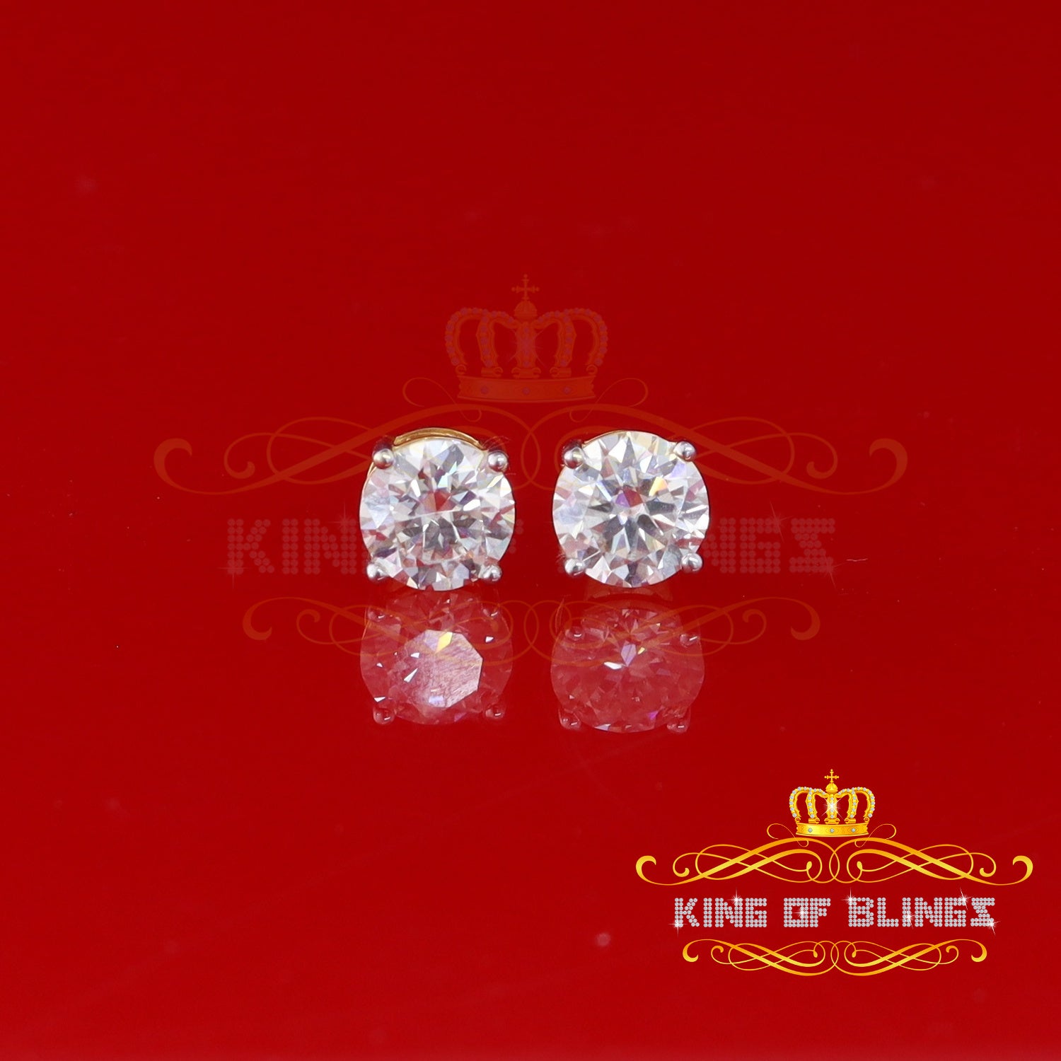 King  of Bling's Stud 925 silver Yellow 4.50ct VVS 'D' Moissanite Men & Women Stud Stud Earrings KING OF BLINGS