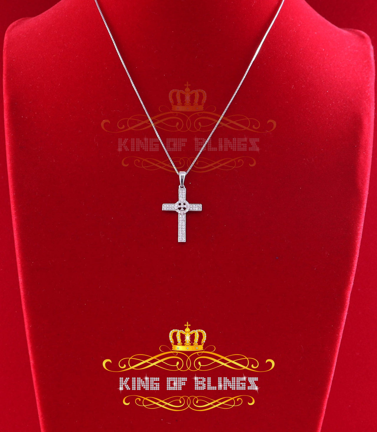 King Of Bling's Beautiful Special 925 Sterling Silver CROSS Shape Pendant White Cubic Zirconia