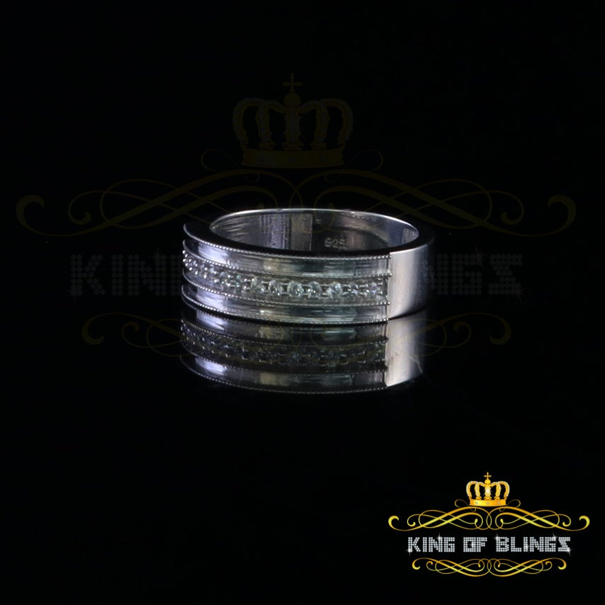 King Of Bling's925 Sterling White Silver Round Cubic Zirconia 0.50ct Fashion Men's Ring Size 10