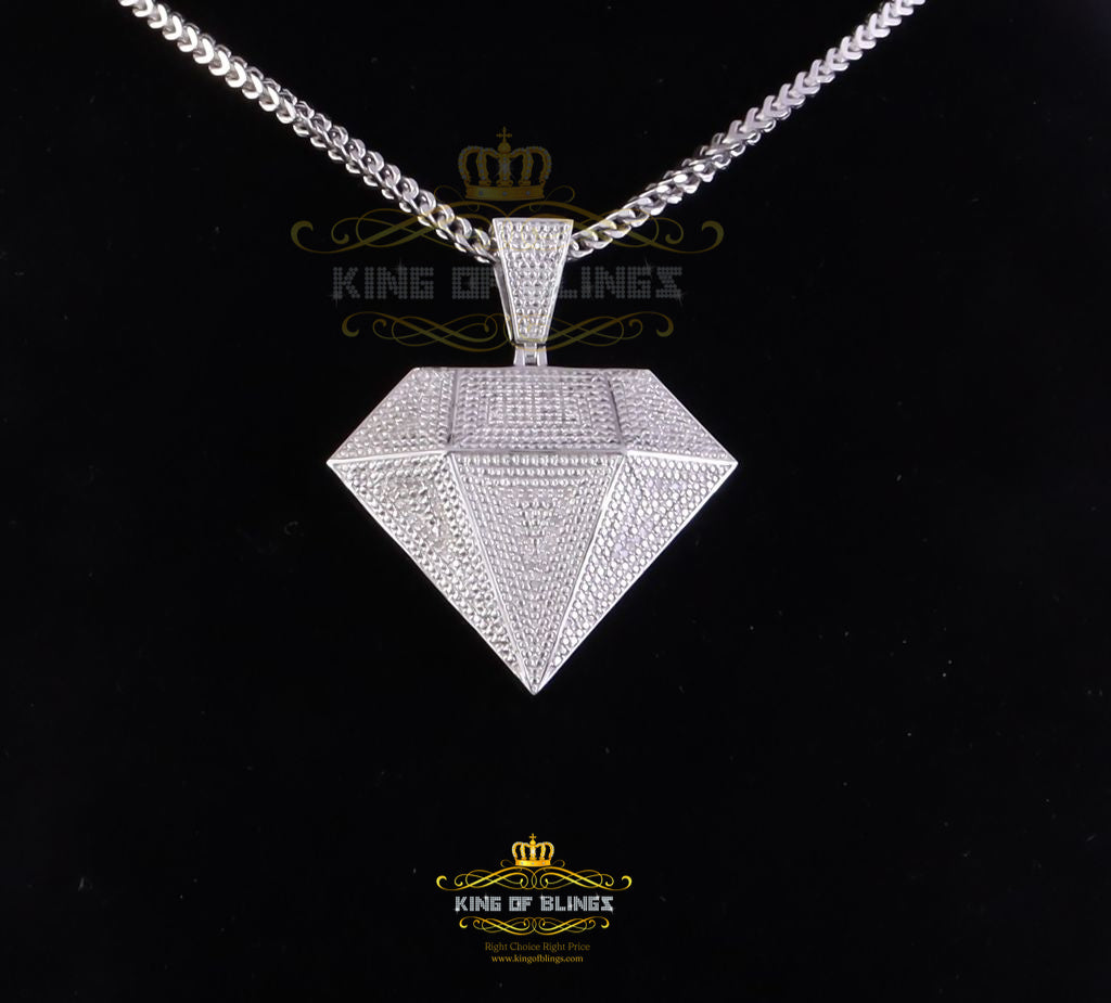 King Of Bling's Diamond Cut Shape White Pendant 0.33ct Genuine Diamond Stones Sterling Silver King Of Blings