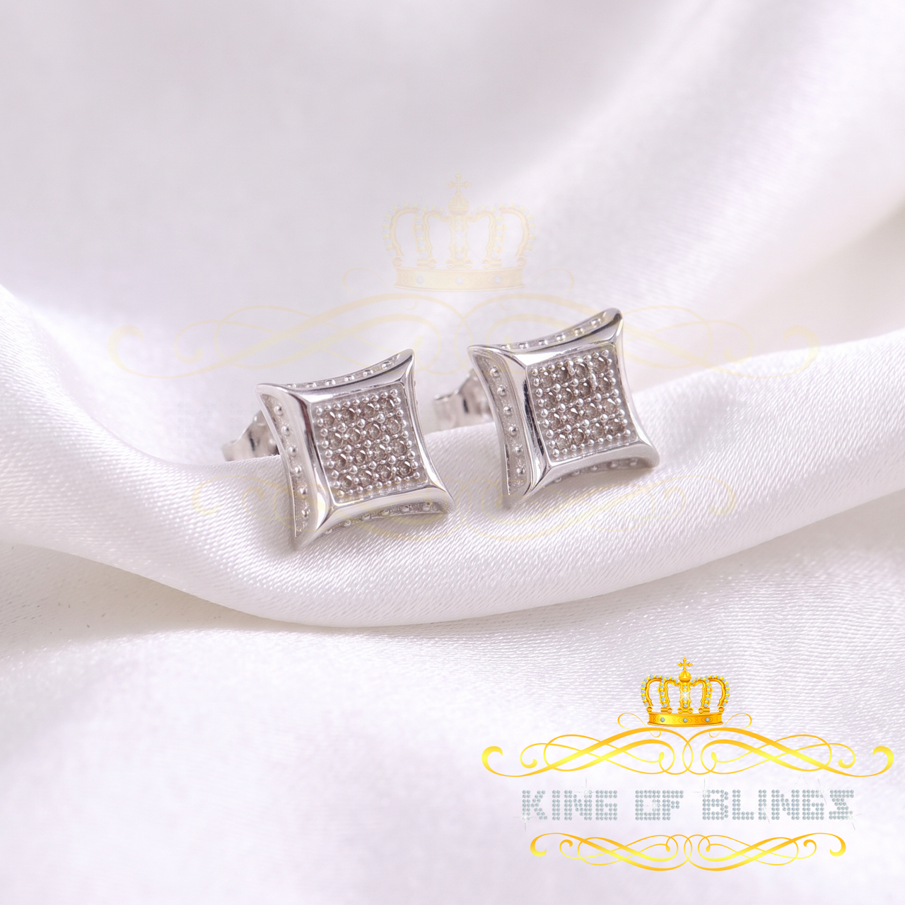 King Of Bling's 925 Sterling Silver 0.10ct Diamond Small For Women's & Men's White Kite Earring