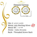 King of Bling's 925 Yellow Silver 1.34ct Cubic Zirconia Hip Hop Floral Women's & Men's Earrings KING OF BLINGS