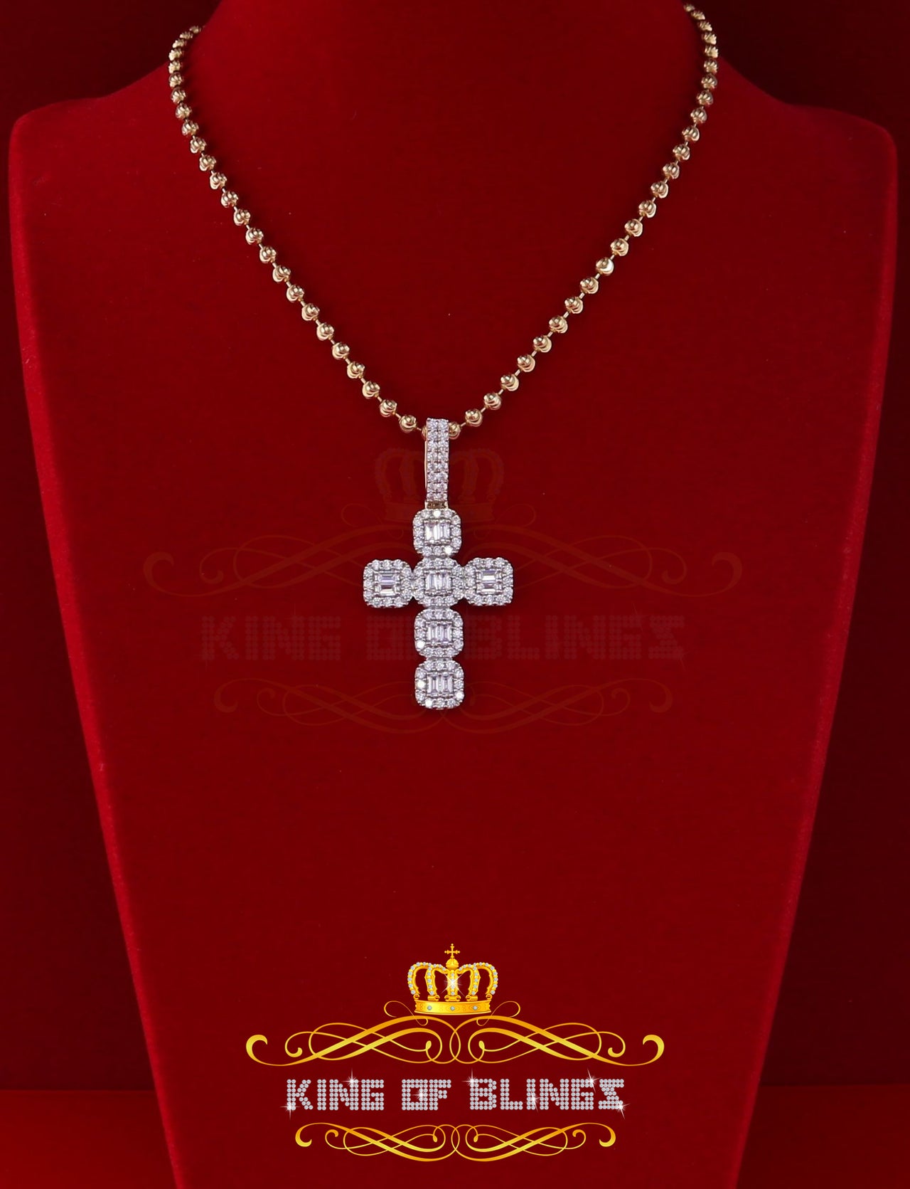 King Of Bling's King of Bling's Yellow Sterling Silver Cross Pendant with 2.96ct Cubic Zirconia